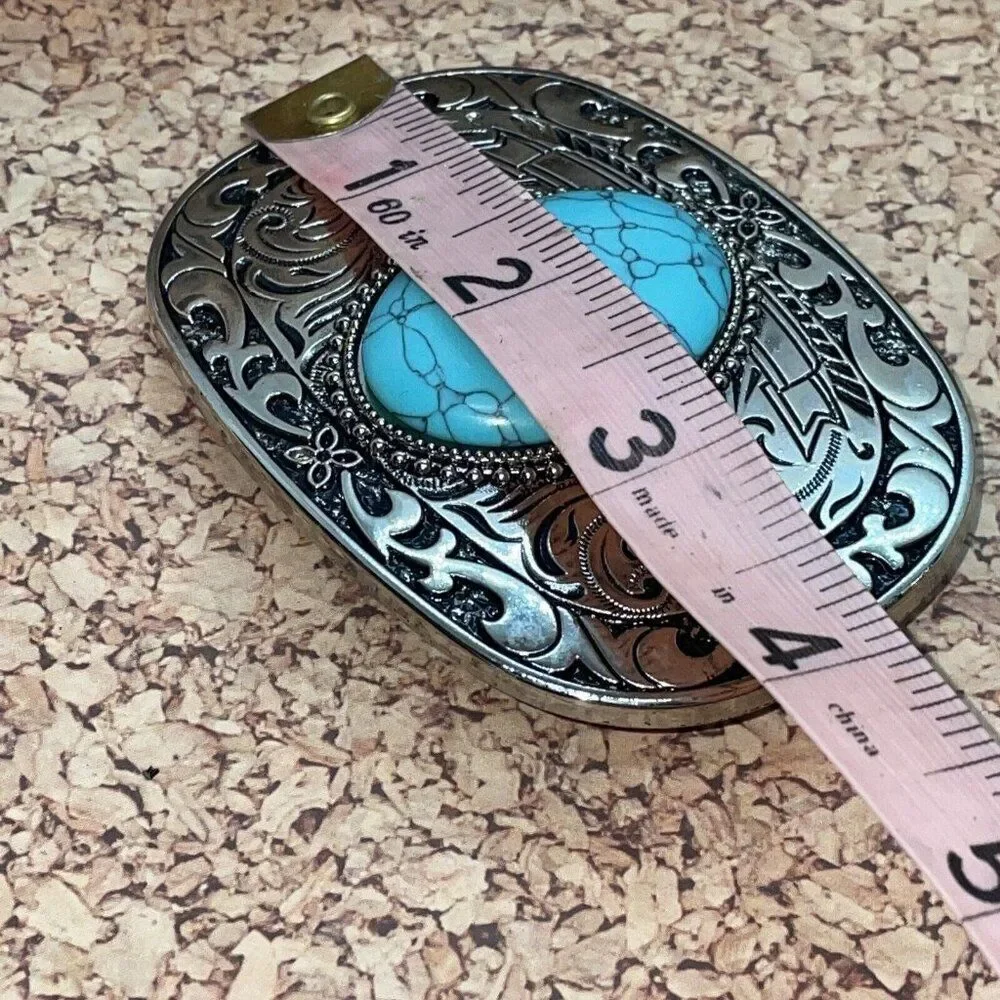 Turquoise Sale Stone Silver Western Southwest mens womens unisex Belt Buckle - Picture 7 of 9